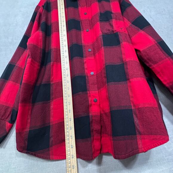 Victoria Secret Womens Plaid Flannel Button Y2K Top Medium Red Black Grunge - Picture 7 of 7